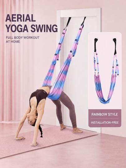 Adjustable Aerial Yoga Strap For Flexibility, Door Hanging Backbend Assist & Splits Trainer With Numbered Loops For Home Workout
