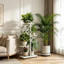 Multi-Layer Metal Plant Stand In 1/2/3/4/5/6/7 Tiers And Vintage Bicycle Style. Rustproof Coating, Stable Anti-Tilt Base And Ample Storage. Foldable Space-Saving Shelf For Indoor & Outdoor Decor Of Balcony, Living Room And Garden. - 4層花架 - 查看 4