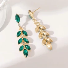 1 Đôi bông tai nữ thời trang hình giọt nước đính đá màu xanh ngọc lục bảo, kiểu dáng thanh lịch. - Nhiều màu - Xem 3
