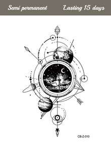 1 Stück pflanzliches Saft Tattoo, minimalistisches Sternbild Linienkunst Design, semi-permanenter nicht-reflektierender Tattoo Aufkleber für Alltag, Party, Urlaubsgeschenk, hält 7-14 Tage ohne Verblassen oder Reflexion, für Arm, Taille, Rücken, Bein - Blau - Übersicht 9