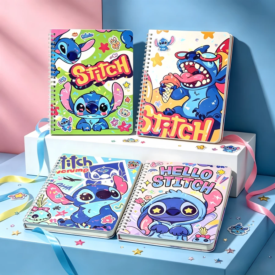 Stitch 1 Pc Cute A5 Spiral Cartoon Cover Notebook, 4 Styles Available. Perfect For Students To Take Notes And Keep Journals. Ideal For Back To School, Classroom Rewards And Birthday Parties - A - View 1