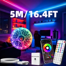 44-Tasten Fernbedienung & App-Steuerung USB RGB LED Streulichter, 3-100ft, Musiksynchronisation, Mikrofonmodus, Timer, DIY-Modus, einstellbare Helligkeit, Schlafzimmer, Wohnzimmer, Kleiderschrank, Gaming-Zimmer, Party, Feiertagsgeschenk, Laden-Dekorationslicht - 3535RGB - Übersicht 12
