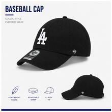 47 brand MLB Baseball LA Dodgers (Black and White) 刺繍チームロゴ入り アジャスタブル ユニセックス スポーツキャップ カジュアル ストリートスタイル デイリーコーデ アウトドア 野球シーズン 旅行コーデ対応 キャップ - ブラック&ホワイト - チェックする 2