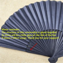 1pc Black Classic Folding Fan, Bamboo Frame, Suitable For Chinese Or Spanish Style, Great For Weddings, Parties, Performances, Dancing, Home Decor, Festivals, Birthdays And Graduation Gifts - Multicolor - View 5
