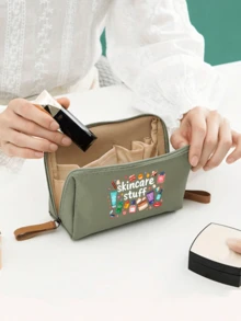 女款可愛化妝護膚旅行收納包，輕量可折疊拉鍊式化妝盥洗包，便攜旅行盥洗袋，口紅收納袋，零錢包，大容量日常化妝收納，適用於SPA、度假，耐用禮品級護膚收納包 - 彩色 - 查看 11