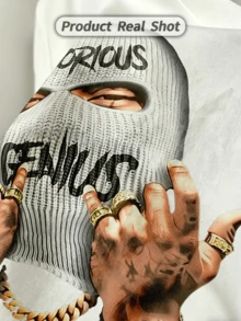 T-shirt d'été décontracté pour femmes, col rond doux, manches courtes, imprimé graphique Glorious Genius Ski Mask, convient pour le streetwear du printemps et de l'été. - Blanc - Voir 3