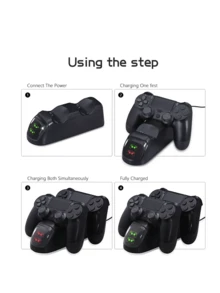 DATA FROG Base de Carga Dual para Control de con Chip de Protección Inteligente y Luz Indicadora LED para Base de Carga Rápida - Negro - Ver 7