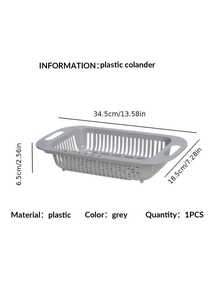 Canasta De Escurrimiento De Verduras Ajustable Y Extensible Para Uso Doméstico, Canasta Rectangular De Plástico, Canasta De Escurrimiento De Fregadero Para La Cocina - Gris - Ver 6