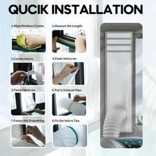 Tira de sellado de ventana para aire acondicionado portátil, kit de ventilación para aires acondicionados portátiles y secadoras adecuado para ventanas corredizas, kit de sellado fácil de instalar adecuado para ventanas corredizas/tragaluces/toldos/ventanas - Blanco - Ver 3