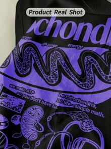 T-shirt d'été décontracté pour femmes, col rond doux, manches courtes, imprimé graphique de science mitochondriale violet, convient pour le printemps et l'été. Blanc - Noir - Voir 3