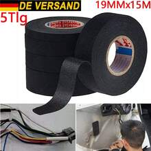 5 Rolle Kabelbaum Klebeband Gewebeband KFZ Textilband Isolierband 19mm 15M - B-schwarz - Übersicht 2