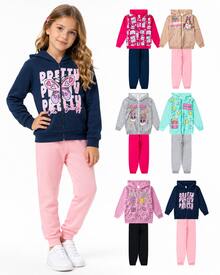 6-Piece Children's Fleece Set For Girls (Ages 1-16) - Winter - 3 Jackets + 3 Pants - Comfortable Girls' Clothing - Immediate Shipping - Zippered Sweatshirts - Nhiều màu - Xem 11