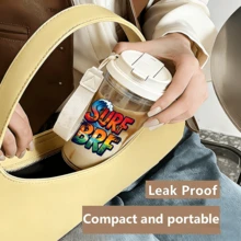1/5 Stücke 17oz Sommer SURF BRF Surf-Stil bedruckter Doppel-Getränkebecher, auslaufsicherer Becher mit Schlüsselband, tragbarer Becher für Studenten & Arbeiter, Outdoor Reisen Sport Pendeln, lebhaftes tropisches ideales Geschenk für Festival & täglichen Gebrauch - surfen - Übersicht 4