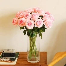 12 bông hoa giả, hoa hồng lụa với cành dài, phù hợp trang trí nhà, đám cưới, phòng tắm, nhà bếp - Nhiều màu - Xem 7