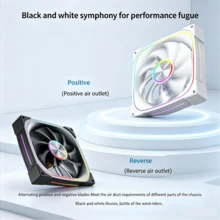 12cm ARGB Rainbow Lighting Effect Black/White Dual Color Forward/Reverse Optional Low Noise Cooling Fan - View 4