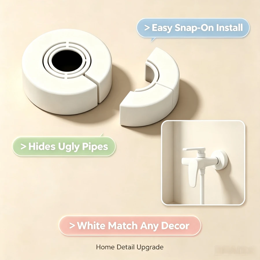 2pcs 20mm Split Water Pipe Decorative Cover, Raised Faucet Decorative Cover, Wall-Mounted Split Flange, Adjustable Wall-Mounted Water Pipe Cover, Shower Pipe Cover Plate