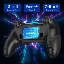 Wireless Controller For With Touchpad + Dual Vibration Motors, 6-Axis Gyroscope, 3.5mm Headphone Jack, Compatible With PS4/ Slim/Pro/PC/Mobile, Black - View 4