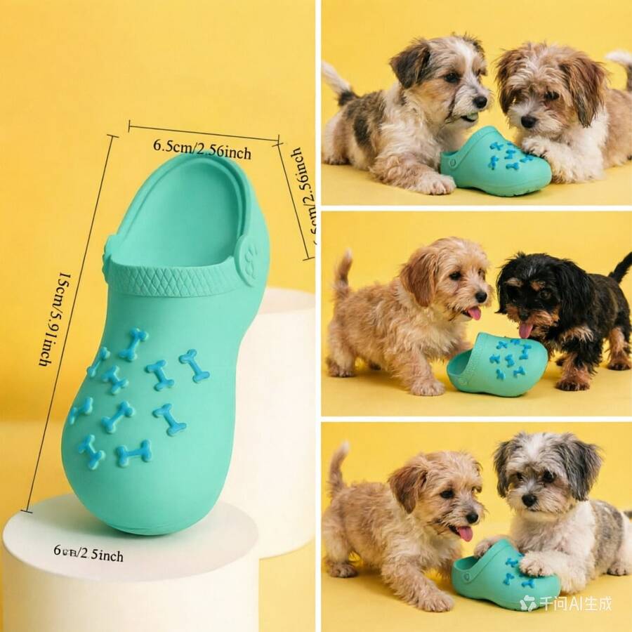 1Pc Squeaky Slipper Shaped Dog Chew Toy Durable Synthetic Sound Making Teething Toy Relieve Boredom Cleaning Teeth Interactive Pet Toy For Small Medium Dogs Corgi Teddy Bichon Daily Play - Tangerine - View 1