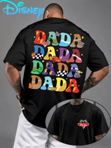 (Disney T Shirts)Disney Cars Lightning McQueen "DADA" Colorful Racing Themed Print With Checkered Flags And Trophy Accents 100% Cotton Crew Neck Short Sleeve Graphic Tee Men's Father's Day Casual Everyday Top, Mens Clothes, Men, Ropa De Hombre, Summer Clothes, Men Shirts, Graphic Tees, Disney Outfits Men, Graphic Tees, Camisetas Para Hombre, Camisas Para Hombre, Summer Outfits For Men, Father's Day Gift, Perfect Gift For Family And Friends, Which Are Necessary For Birthday Parties, Disney Shirts, Mens Clothes, Summer Clothes, Officially Licensed Disney T-Shirts, Disney Men's And Women's Spring/Summer Fashion Casual Short-Sleeve T-Shirts - Black - View 1