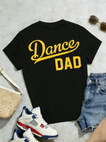 Women's Summer Casual Soft Round Neck Short Sleeve T-Shirt,The Dance Dad Retro Print Graphic Fits Casual Spring And Summer Wear. - Negro - Ver 5
