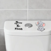 1/3pcs Cute Animal Elephant Cat Duck Press Flush Reminder Stickers, Waterproof Removable PVC Vinyl Stickers For Bathroom Toilet Tank Decoration - Cute Animal Toilet Stickers - View 6