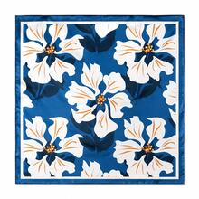 1 chiếc khăn vuông bandana/shawl họa tiết hoa nhiệt đới phong cách casual vintage dễ thương, chất liệu polyester giả lụa, phù hợp cho mọi mùa - Màu xanh lam - Xem 11