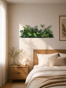 1片装 30x60 热带植物浴室墙贴，绿色龟背竹和棕榈树装饰贴纸，营造春日丛林氛围，清新树叶图案，适用于浴缸区域，易于粘贴 - 綠色 - 查看 8