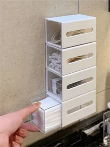 1/2/3pcs Wall-Mounted Storage Box, Multi-Functional Small Item Organizer, Bathroom Wall Shelf, Dorm/Office Storage Drawer, White Bathroom Accessories Bathroom Tools Bathroom - White - View 1