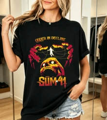 Sum 41 Women's T-Shirt 100% Cotton Order In Decline Punk - Black - View 1