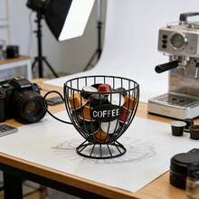 1 pieza Taza de almacenamiento de cápsulas de café - Cesta de almacenamiento con forma de taza de té | Cesta de almacenamiento hueca de metal para cocina, bar, organizador dedicado de cápsulas de café | Decoración de almacenamiento de escritorio estilo INS - Multicolor - Ver 12