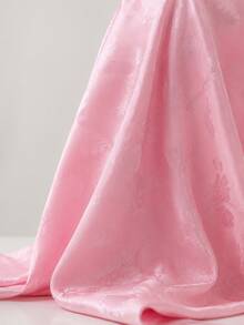 Pink Floral Jacquard Satin Fabric, Embossed Floral Pattern Woven Fabric, Glossy Soft Decorative Cloth, Suitable For Dresses, Evening Gowns, Loungewear, Sofa Covers And Handmade DIY Craft Projects - 1 - View 7