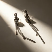 JOJELOO 1對水鑽結飾流蘇長鍊女款耳環，銀色 - 耳飾 - 查看 3