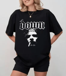 Vintage DOOM Logo Print T-Shirt, Dark Rock Text Design, Versatile Unisex Casual Top - Black - View 9