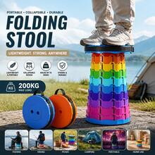 Foldable Portable Telescopic Stool, Adjustable Height, 200KG Load Capacity, Suitable For Camping, Hiking, Fishing, Picnic, Travel, Home Use - Multicolor - View 3