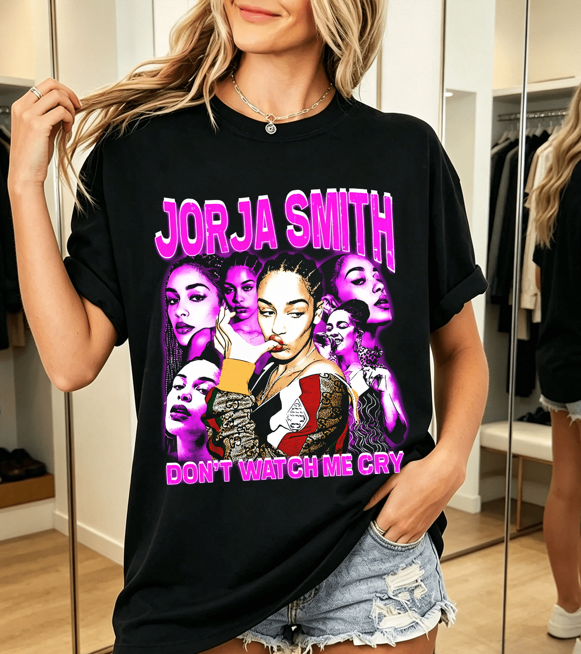 Jorja Smith Women's Short Sleeve T-Shirt 100% Cotton R&B Pop Star - Black - View 1