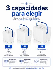 Caja isotérmica portátil blanca y ligera, con capacidad de 13 L/21 L/31 L, mantiene las bebidas calientes o frías, es fácil de transportar y una práctica nevera portátil para exteriores, ideal para familias, acampadas, picnics, etc.Caja isotérmica reforzada con asa, perfecta para viajes a la playa, pesca, acampada y conservación de alimentos y bebidas.Caja isotérmica para refrigeración en exteriores. - Blanco - Ver 8