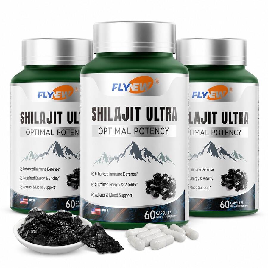 FLY Shilajit Ultra Optimal Potency Supplement 3‑Pack Bundle 60 Capsules Each Made In USA Enhanced Immune Defense Sustained Energy Vitality Adrenal & Mood Support Dietary Supplement - 3 cái - Xem 1