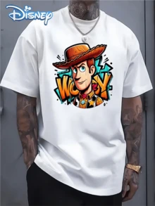 (Disney T Shirts)Disney Toy Story Woody Graffiti Style Print With Cowboy Hat And Bold "Woody" Text 100% Cotton Crew Neck Short Sleeve Graphic Tee Men's Streetwear Casual Everyday Comfortable Versatile Top, Mens Clothes, Men, Ropa De Hombre, Summer Clothes, Men Shirts, Graphic Tees, Disney Outfits Men, Graphic Tees, Camisetas Para Hombre, Camisas Para Hombre, Summer Outfits For Men, Father's Day Gift, Perfect Gift For Family And Friends, Which Are Necessary For Birthday Parties, Disney Shirts, Mens Clothes, Summer Clothes, Officially Licensed Disney T-Shirts, Disney Men's And Women's Spring/Summer Fashion Casual Short-Sleeve T-Shirts - trắng - Xem 1