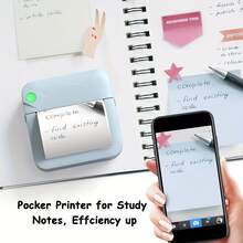 Wireless Mini Sticker Pocket Printer, Portable Thermal Label Maker, 203Dpi Sticker Machine, Supports Mobile Wireless Printing, Suitable For Notes, Diaries, Work, Receipts, Labels, Perfect Gift Set, Compact Design - Blue - View 5