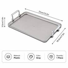 1pc Transparent PS Handled Tray, Clear Decorative Storage Tray Suitable For Vanity, Bathroom, Kitchen Counter, Coffee Table And Home Organization, Available In 3 Sizes - Smoke Gray - View 15