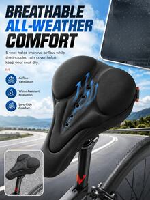 Funda para sillín de bicicleta, cojín de asiento de bicicleta cómodo y transpirable, almohadilla de asiento de ciclismo acolchada de esponja suave antideslizante para viajes, bicicleta de montaña y de carretera, accesorios y equipos para bicicleta para mujeres y hombres - A - Ver 2