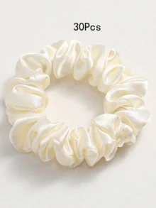 4/12/20/30pcs Petits élastiques à cheveux en satin de soie blanc pour femmes, 6cm/2.36in Bandes élastiques à cheveux françaises, convenant pour l'été, la plage, le mariage et autres occasions, accessoires pour cheveux de femmes et filles, convenant pour la queue de cheval, cadeaux de vacances chouchou élastique en caoutchouc - Blanc - Voir 9