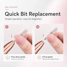 GANLAIX Professional Nail Drill Kit, USB Rechargeable Nail File Drill, 300mAh Lithium Battery High Capacity, Manicure & Pedicure Set, Home And Salon Nail File Kit, Nail Buffer Polishing Tools - Pink - View 7