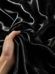 Black Glossy Silky Satin Fabric, High Gloss Polyester Satin Material, Soft Draping Suitable For Wedding Gowns, Evening Dresses, Cheongsam, Lining, Cushions, Curtains, Sewing And Crafts - 1 - View 4