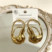 Creative Personalized Design Ins Style Metal Asymmetrical Open Sunflower Women's Earrings - Gold - View 10