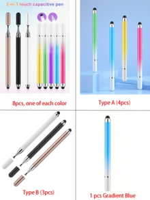 漸層色雙頭觸控筆，高靈敏度 2-in-1 觸控筆，適用於平板電腦與智慧型手機觸控螢幕 - 彩色 - 查看 5