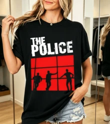 The Polices T-Shirt 100% Cotton Silhouettes Red Unisex - Black - View 1