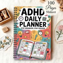 Planning Pads 1 Adult And Women's ADHD Planner - Undated Daily, Weekly, Monthly Organizer, Including Pomodoro Planning, To-Do Lists, Focus Tracking - Color-Coded Neurodivergent Notebook, Bullet Journal Style, For ADHD Management And Productivity Improvement (Short Version) - 1 Set - View 2