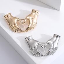 Broche de corazón de mano doble creativo y único, accesorio de suéter/abrigo vintage minimalista y elegante - Broche en forma de corazón - Ver 1