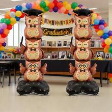 1 pieza Globo de aluminio con forma de búho apilado de 130 cm de altura con base linda, adecuado para decoración de fiesta de temporada de graduación - Ver 4